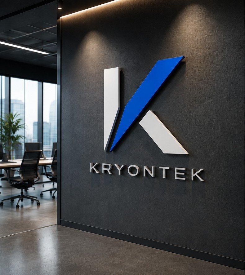 Isotipo de Kryontek en la pared de nuestra oficina